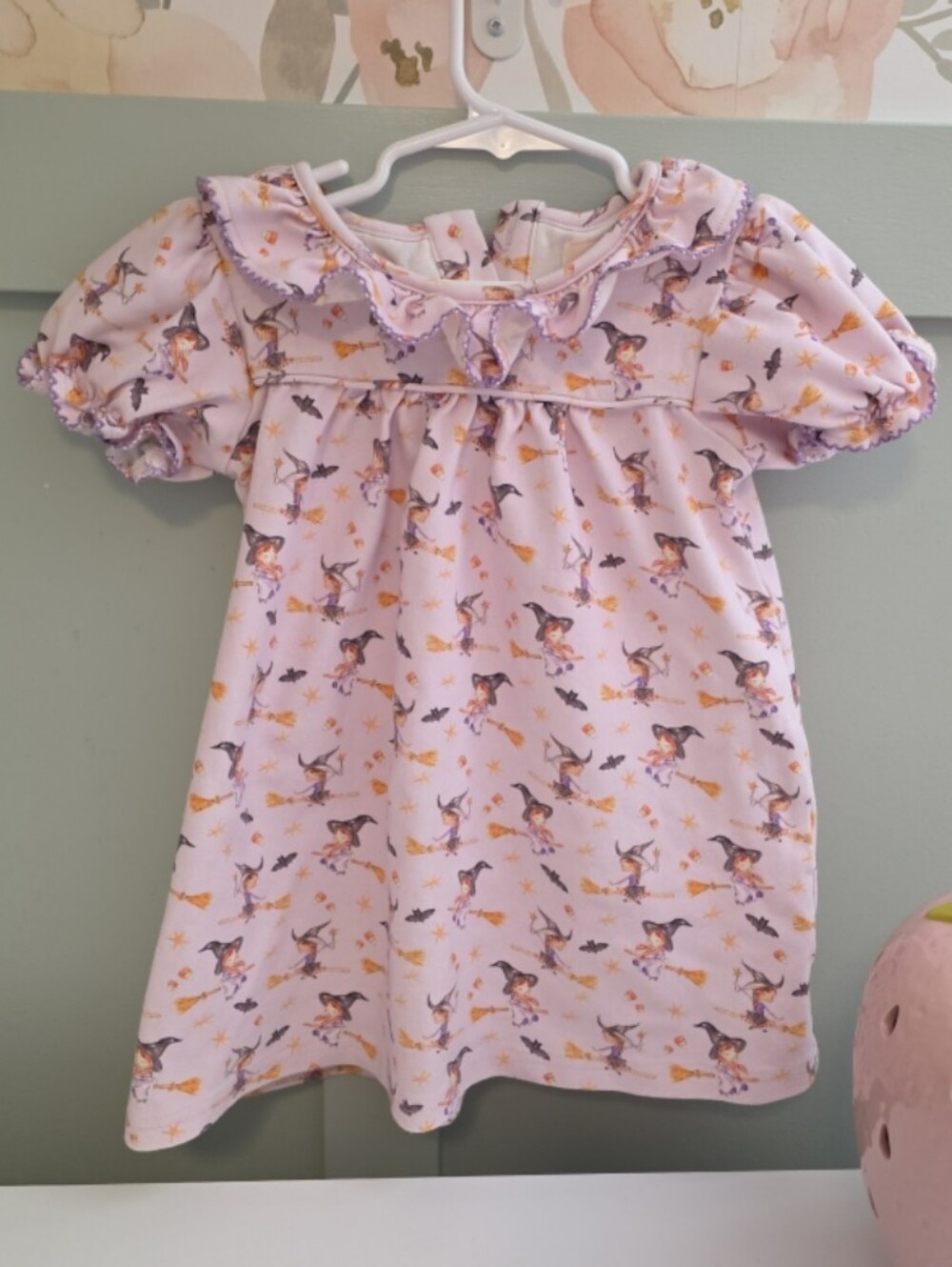 Smockingbird 3t Vintage Style Halloween Witch Print Puff Sleeve Dress